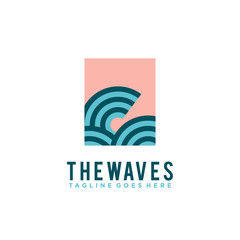 abstract geometric logo with waves on rectangle concept design vector illustration. water wave logo concept