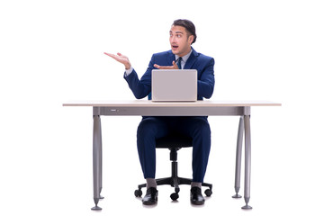 Employee working isolated on white background