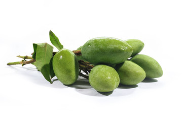 Thai mango is released every season isolated on white background.(with Clipping Path).