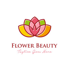 Abstract elegant beauty flower logo design template. spa, yoga, salon, boutique symbol icon