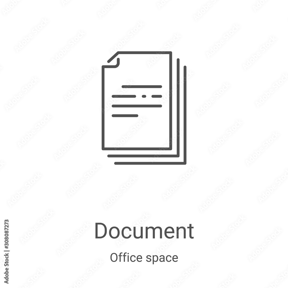 Wall mural document icon vector from office space collection. thin line document outline icon vector illustrati