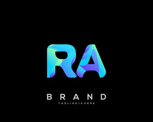 Initial letter RA logo with colorful, letter combination logo design for creative industry, web, business and company. - Vector