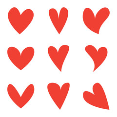 Red Heart Shapes Icon vector, set of Love Icons