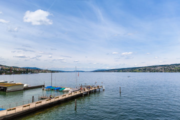 Fototapeta na wymiar Panorama View of Zurich Lake