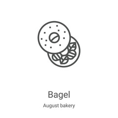 bagel icon vector from august bakery collection. Thin line bagel outline icon vector illustration. Linear symbol for use on web and mobile apps, logo, print media
