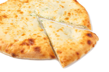 Side view of cutted homemade ossetian pie