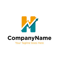 letter H trade marketing logo design vector. initial H and chart diagram graphic concept. company, corporate, business, finance symbol icon