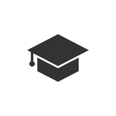 Graduation hat icon in flat style. Student cap vector illustration on white isolated background. University business concept.