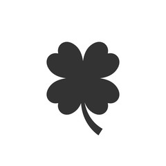 Fototapeta na wymiar Four leaf clover icon in flat style. St Patricks Day vector illustration on white isolated background. Flower shape business concept.