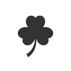 Three leaf clover icon in flat style. St Patricks Day vector illustration on white isolated background. Flower shape business concept.