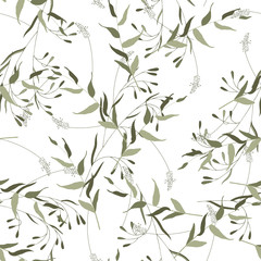 Botanical hipster, rustic seamless print for wedding cards. Nature floral background greenery pattern in hand drawn watercolor style. Vector foliage with jungle tropical leaf and summer flowers.