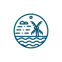 Beach, Sun, Wind Icon, Illustration, Logo, Vector