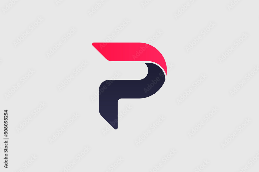 Poster abstract initial letter p logo design template element