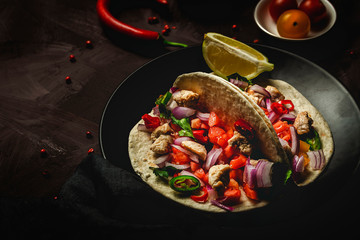 Homemade Mexican Tacos on white backghround