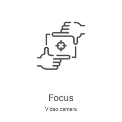 focus icon vector from video camera collection. Thin line focus outline icon vector illustration. Linear symbol for use on web and mobile apps, logo, print media - obrazy, fototapety, plakaty
