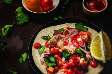 Homemade Mexican Tacos on white backghround