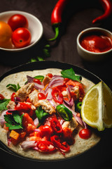 Homemade Mexican Tacos on white backghround