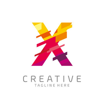colorful letter X tech logo design vector with pixel/glitch motion concept. multimedia, technology, digital, innovation company symbol icon