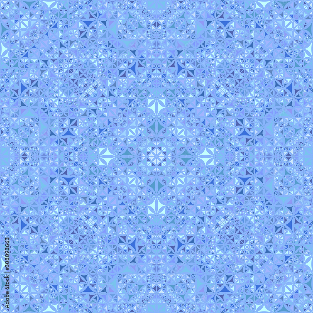 Poster blue seamless kaleidoscope pattern background - abstract symmetrical vector wallpaper graphic with c
