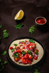 Homemade Mexican Tacos on white backghround