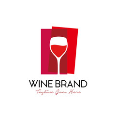 wine glass logo design vector template. colorful trendy illustration in red color. wine brand, grape wine label, alcohol drinks, bar menu symbol icon