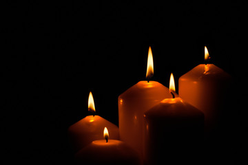 The light from the candle flame