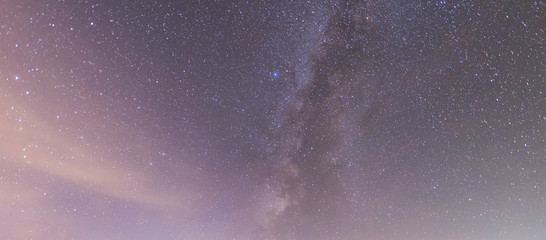 Milky way galaxy, bright milky way on the beautiful starry sky. Astronomical background.