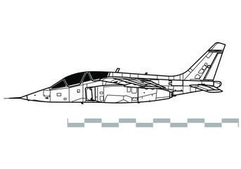 Dassault-Dornier Alpha Jet. Outline vector drawing