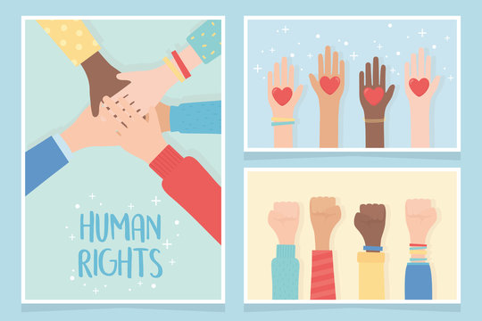 human rights, together community hands equality cards