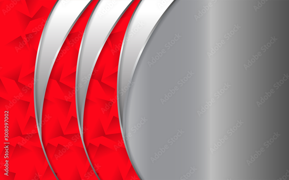 Aufkleber abstract metallic silver and red frame design innovation technology concept layout background. vecto