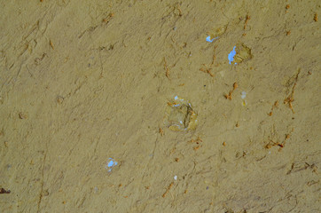 Light brown textured matte background of old smeared clay wall, close-up