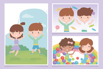happy childrens day, cute little kids celebration greeting cards