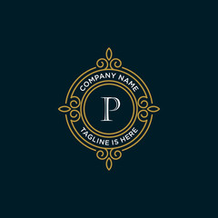 Fototapeta premium luxury monogram letter P logotype. premium brand icon. elegant alphabet/initial frame design vector. can be used for beauty industry, cosmetics, salon, boutique, spa, company, corporate, etc.