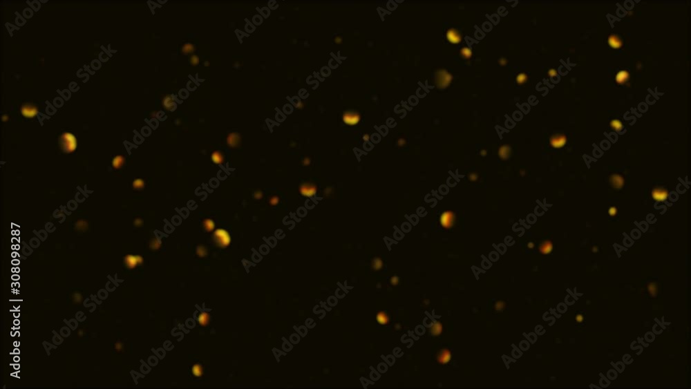 Aufkleber abstract background with slow flying and flickering gold yellow small particles as bokeh of light.