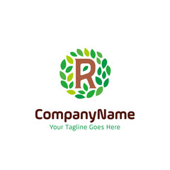 initial R nature leaf logo. letter R and rounded leaves concept design vector template illustration. natural, eco company, garden park, real estate symbol icon