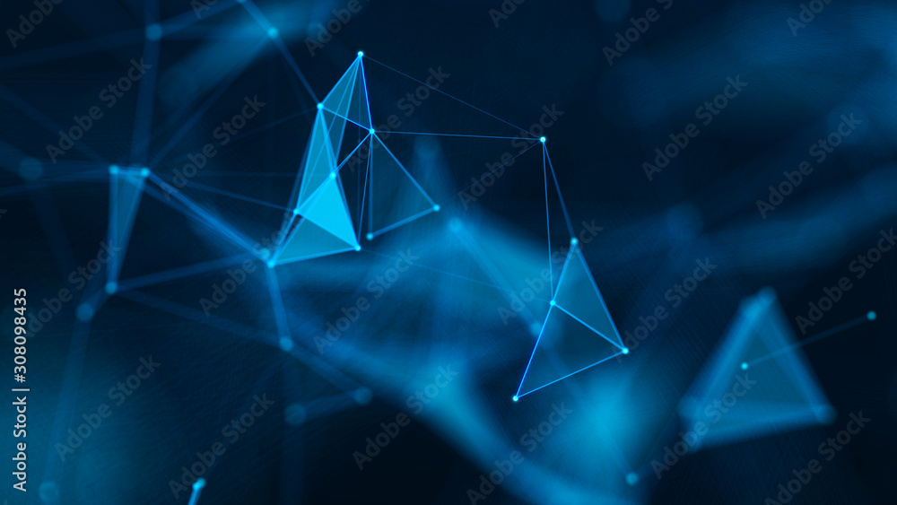 Poster Abstract connection dots. Technology background. Network connection structure. Plexus effect. 3d