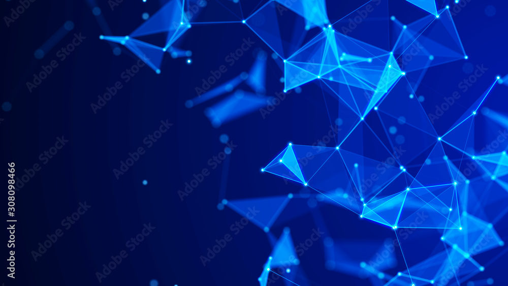 Poster Abstract connection dots. Technology background. Network connection structure. Plexus effect. 3d
