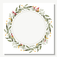 Bohemian  romantic decor, vintage botanical composition for invitation greeting cards.