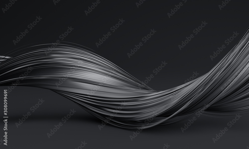 Aufkleber abstract 3d render of twisted lines, modern background design