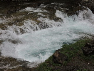 The waterfall Strait of the Arazas River in the Ordesa Valley. National Park of Ordesa and Monte Perdido in the Pyrenees of the province of Huesca. Aragon. Spain