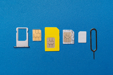 three various sim cards - nano, micro, mini and normal sim, 5g or 4g wireless technology