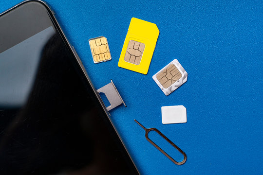 three various sim cards - nano, micro, mini and normal sim, 5g or 4g wireless technology