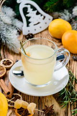 winter ginger hot drink. Hot winter beverage concept.