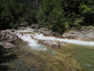 The Bellós river in the Añisclo Canyon. National Park of Ordesa and Monte Perdido in the Pyrenees of the province of Huesca. Aragon. Spain