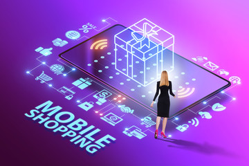 Concept of mobile shopping with smartphone