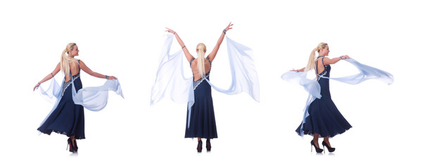 Woman dancing on the white