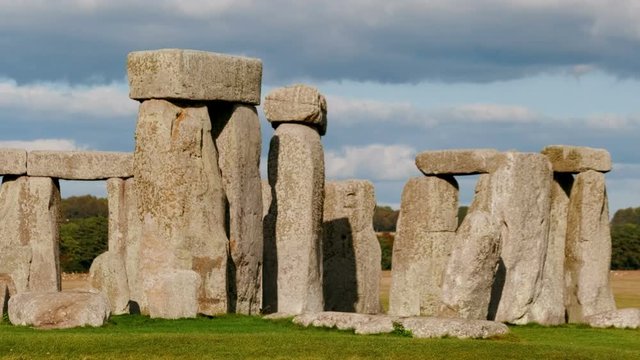 Ultra close-up view of Stonehenge and Wiltshire Countryside in England, UK. The stone circle dates to 3000 BC