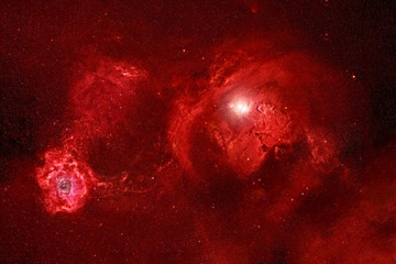 Red nebula in deep space. Elements of this image were furnished by NASA.