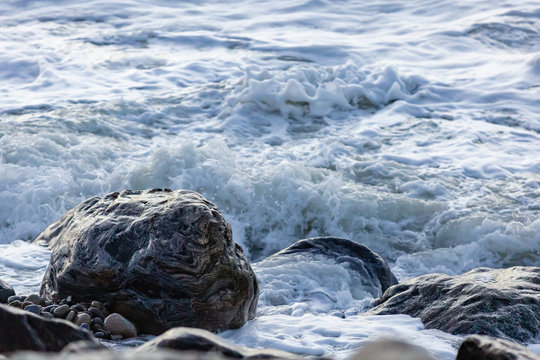 Rocks in the Surf County Sligo Ireland