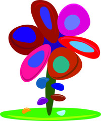 Multi-colored fantastic flower. Stock vector illustration. White background. Decorative element. Computer graphics